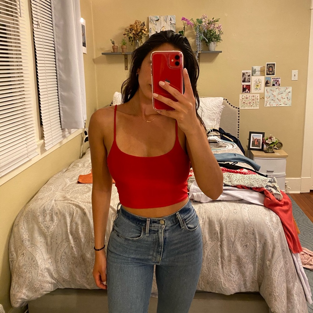 Red Silky Missguided Crop Top